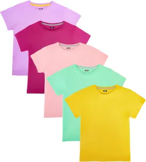 Nutria Kids T-Shirts 100% Cotton Short Sleeves 5Pack Plain Boys Tees Summer Top Children Unisex Girl Tie Dye Solid Color B01