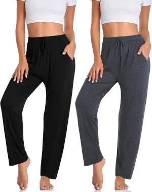 OLIKEME Womens Yoga Pants Loose Comfy Casual Lounge Pants Wide Leg Running Pants Lightweight Workout Pants with Pockets