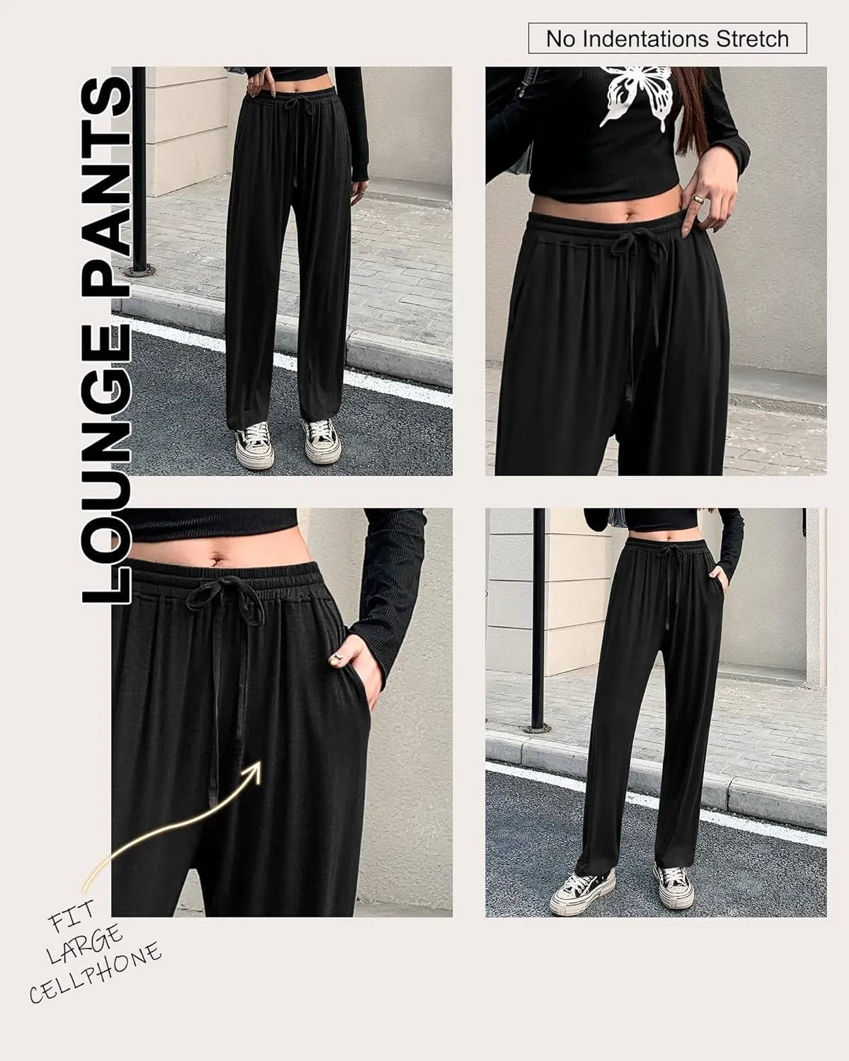 OLIKEME Womens Yoga Pants Loose Comfy Casual Lounge Pants Wide Leg Running Pants Lightweight Workout Pants with Pockets