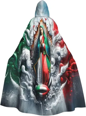Our Lady of Guadalupe Virgin Mary Hooded Cloak Long Cape Unisex for Party Halloween Christmas Cosplay Holidays Decor Halloween Long Cloak