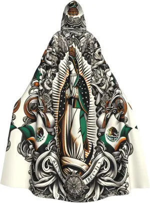 Our Lady of Guadalupe Virgin Mary Hooded Cloak Long Cape Unisex for Party Halloween Christmas Cosplay Holidays Decor Halloween Long Cloak