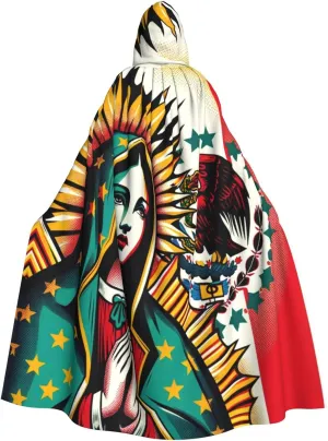 Our Lady of Guadalupe Virgin Mary Hooded Cloak Long Cape Unisex for Party Halloween Christmas Cosplay Holidays Decor Halloween Long Cloak
