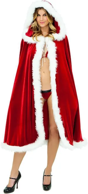 Owl's-Yard Adult Kids Christmas Cloak Velvet Hooded Cape Costume Mrs. Claus Santa Xmas Red Velvet Hooded Cape Robe