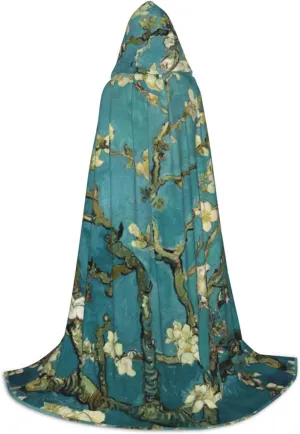 Painting Almond Blossoms Print Halloween Hooded Cape Cosplay Cape & Witch Cloak - Unisex Halloween Hooded Cloak