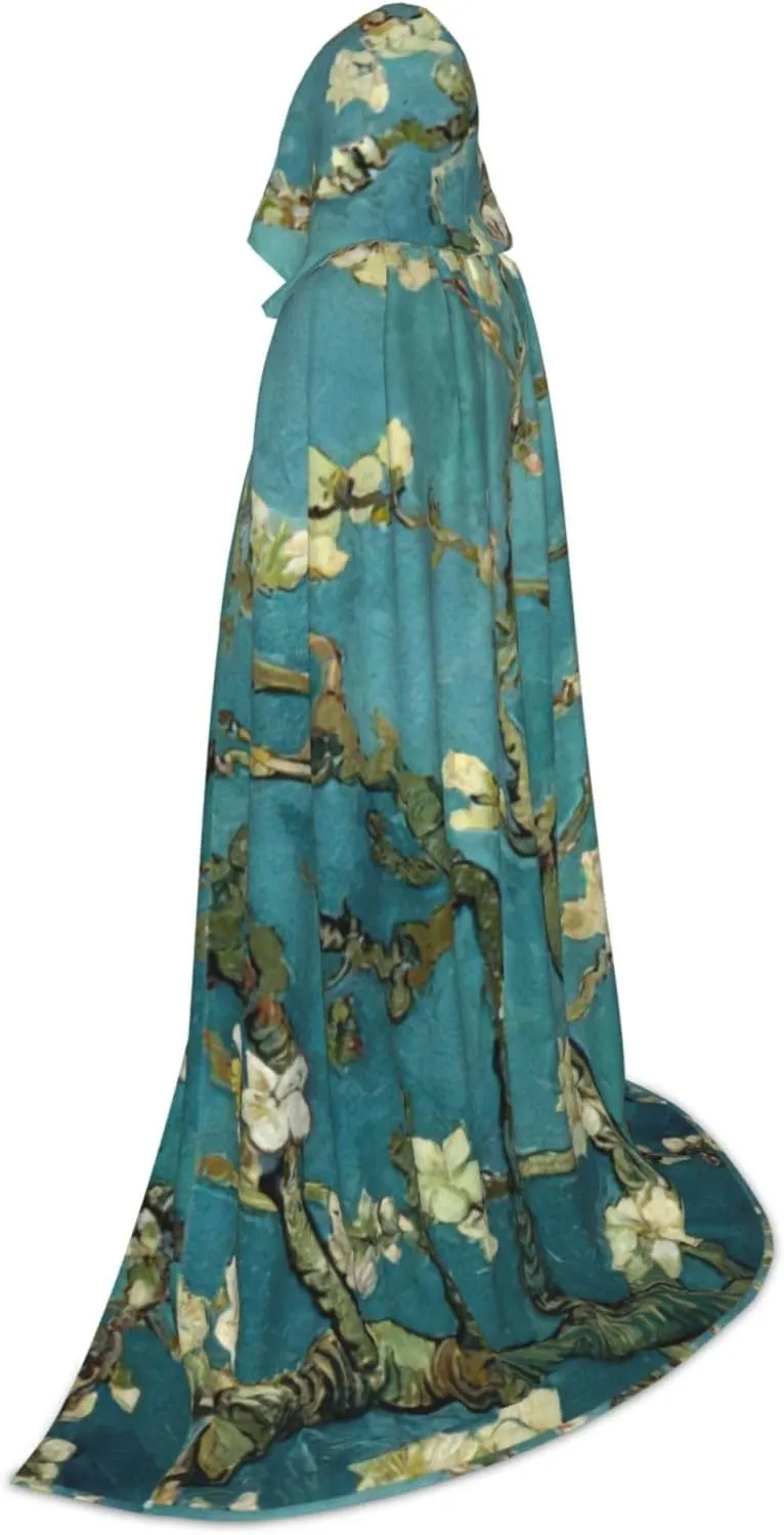 Painting Almond Blossoms Print Halloween Hooded Cape Cosplay Cape & Witch Cloak - Unisex Halloween Hooded Cloak