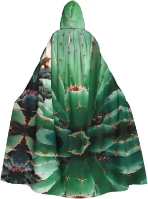 PHAYAH Agave Cactus Long Hooded Cloak Polyester Cape Witch Halloween Costumes For Cosplay Costume Women Men