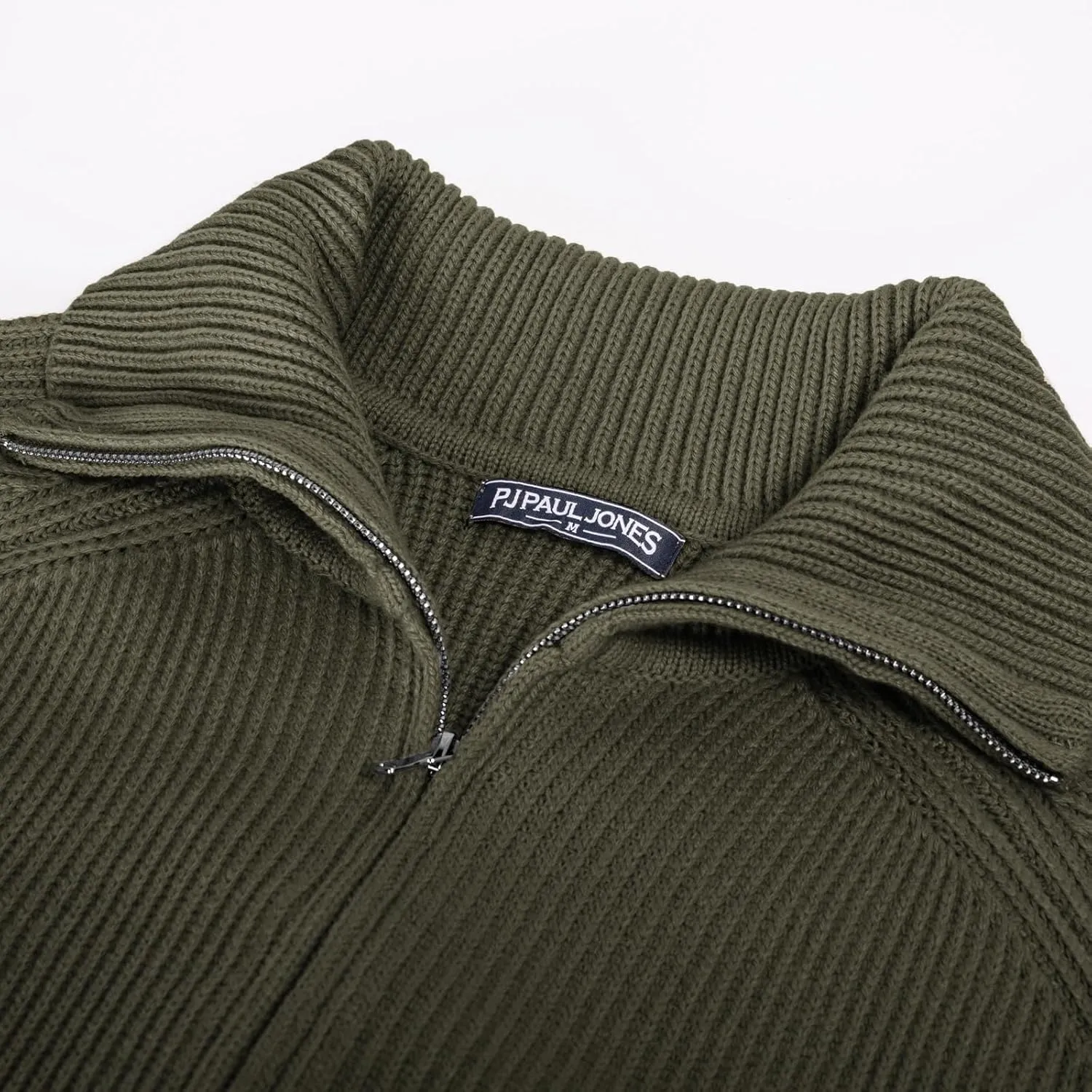 PJ PAUL JONES Men's Full Zip Cardigan Sweaters Unisex Relax Fit Lapel Collar Raglan Sleeve Casual Ribbed Sweater