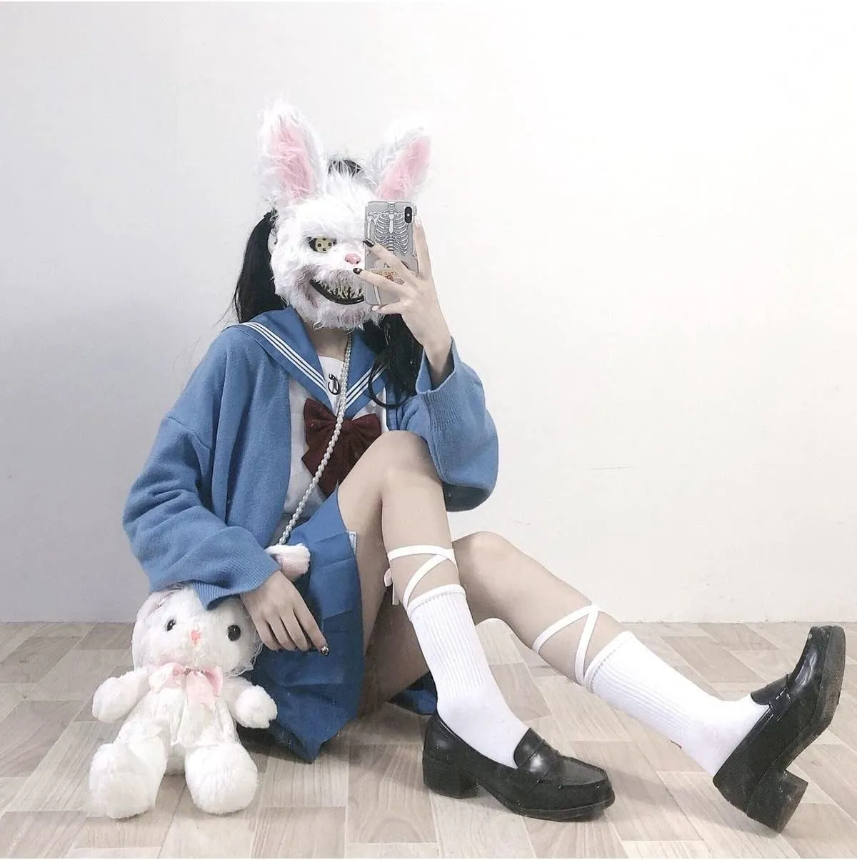 Preppy Aesthetic Clothes Cute Japanese School Sweater Kawaii Solid V-Neck Loose Knitted Cardigan JK Uniform Cosplay
