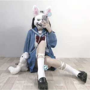 Preppy Aesthetic Clothes Cute Japanese School Sweater Kawaii Solid V-Neck Loose Knitted Cardigan JK Uniform Cosplay