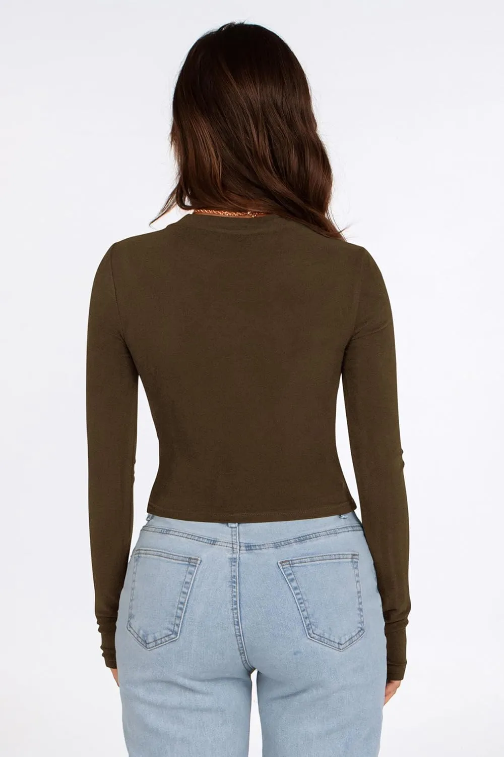 PRETTYGARDEN Women's Long Sleeve Crop Tops Y2K Spring Fall Fashion Clothes Basic Slim Fit Tee Shirts Blouse