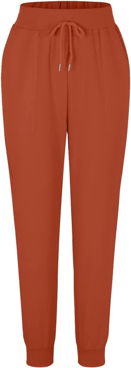 PTOLOCIF Women's Cotton Linen Pants Drawstring Back Elastic Waist Pants High Waist Casual Lounge Trousers with Pockets