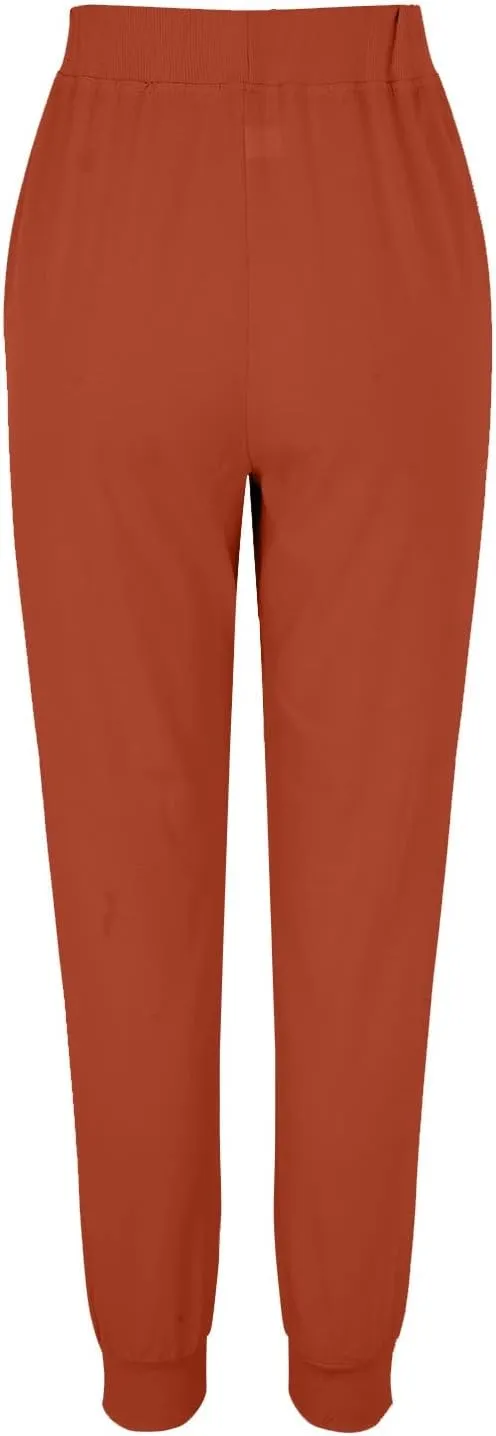 PTOLOCIF Women's Cotton Linen Pants Drawstring Back Elastic Waist Pants High Waist Casual Lounge Trousers with Pockets