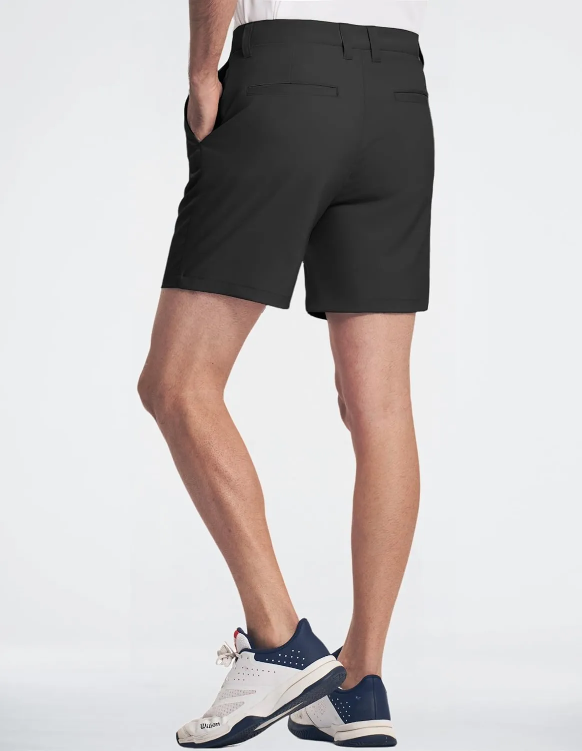 PULI Men's 7 Inch Golf Dress Shorts Lightweight Flat Front with Golf Tee Holder Belt Loops for Casual Hiking Business Travel