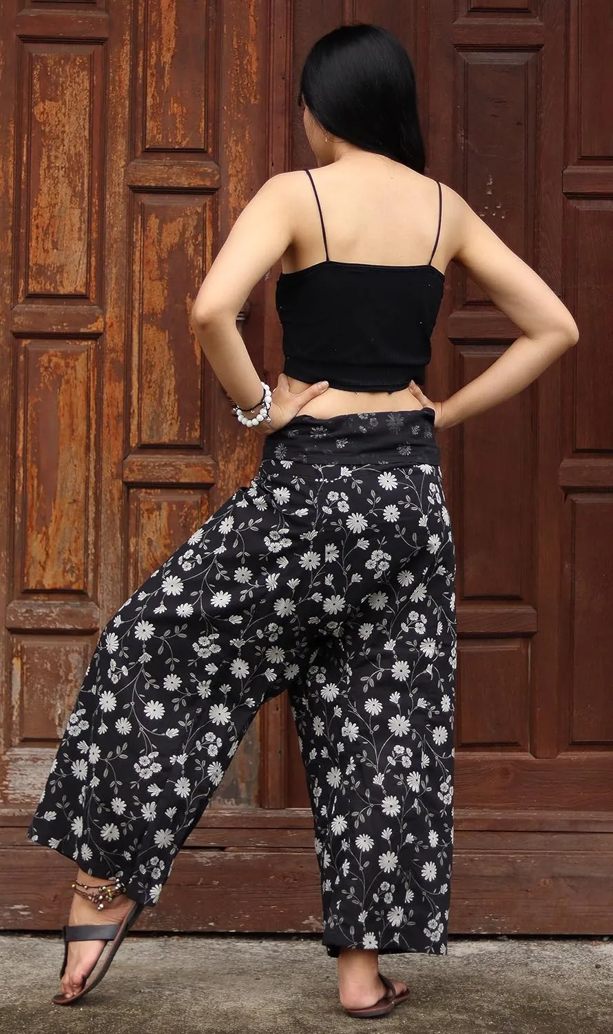 RaanPahMuang Thai Fisherman Pants Men/Women, Loose Yoga, Pirate, Harem Pants, 100% Cotton, Unisex Kimono Pants