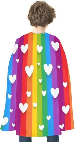 Rainbow Hearts Halloween Cape Christmas Cloak Cosplay Costume Party Cape for Women Men