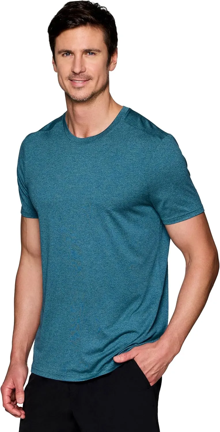RBX Active Men's Athletic Fit Workout Tee, Short Sleeve Moisture Wicking Quick Drying Crewneck Training Shirt