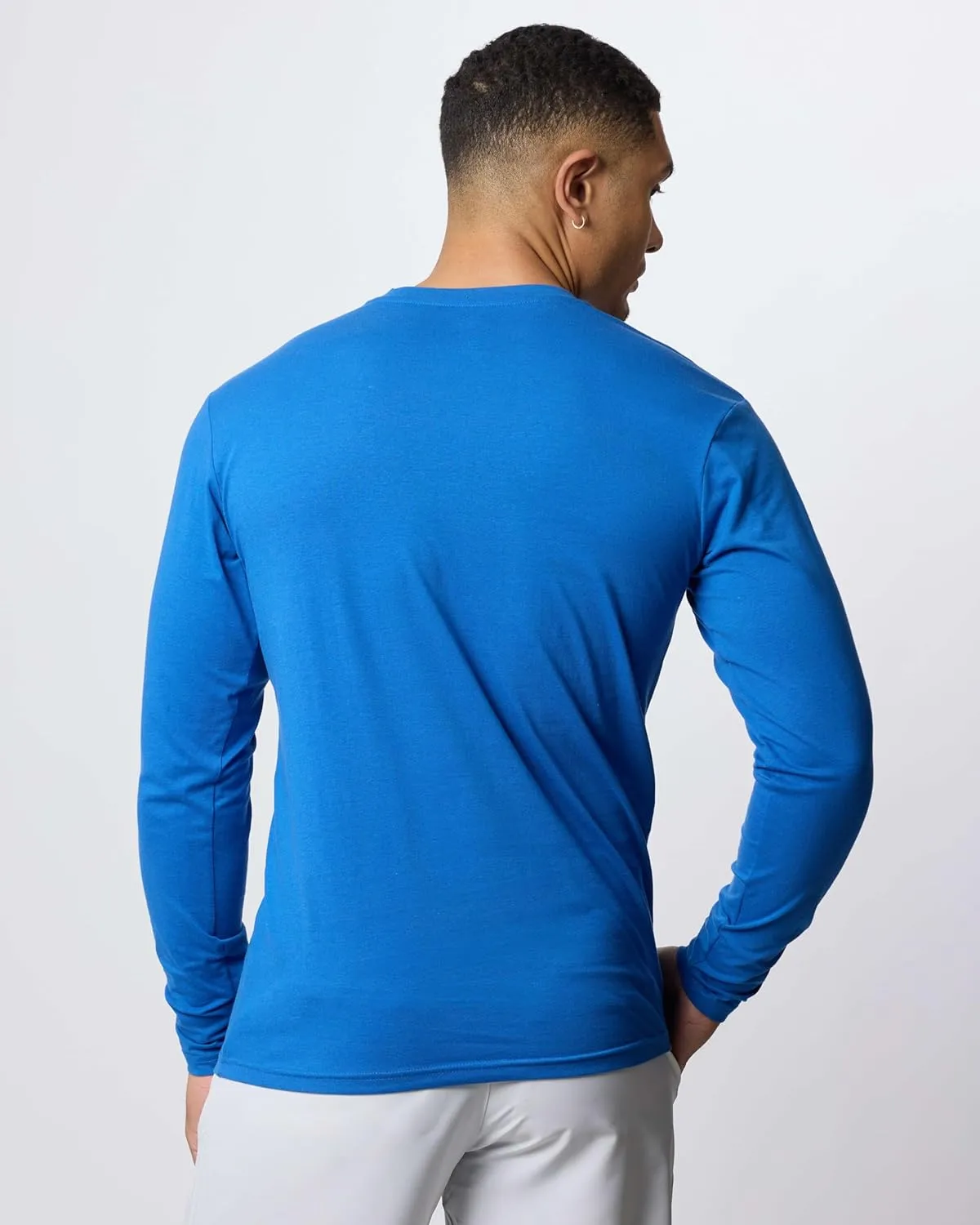 Real Essentials 3 Pack: Men's Cotton Performance Long Sleeve Crew Neck Pocket T-Shirt Athletic Top (Available in Big & Tall)