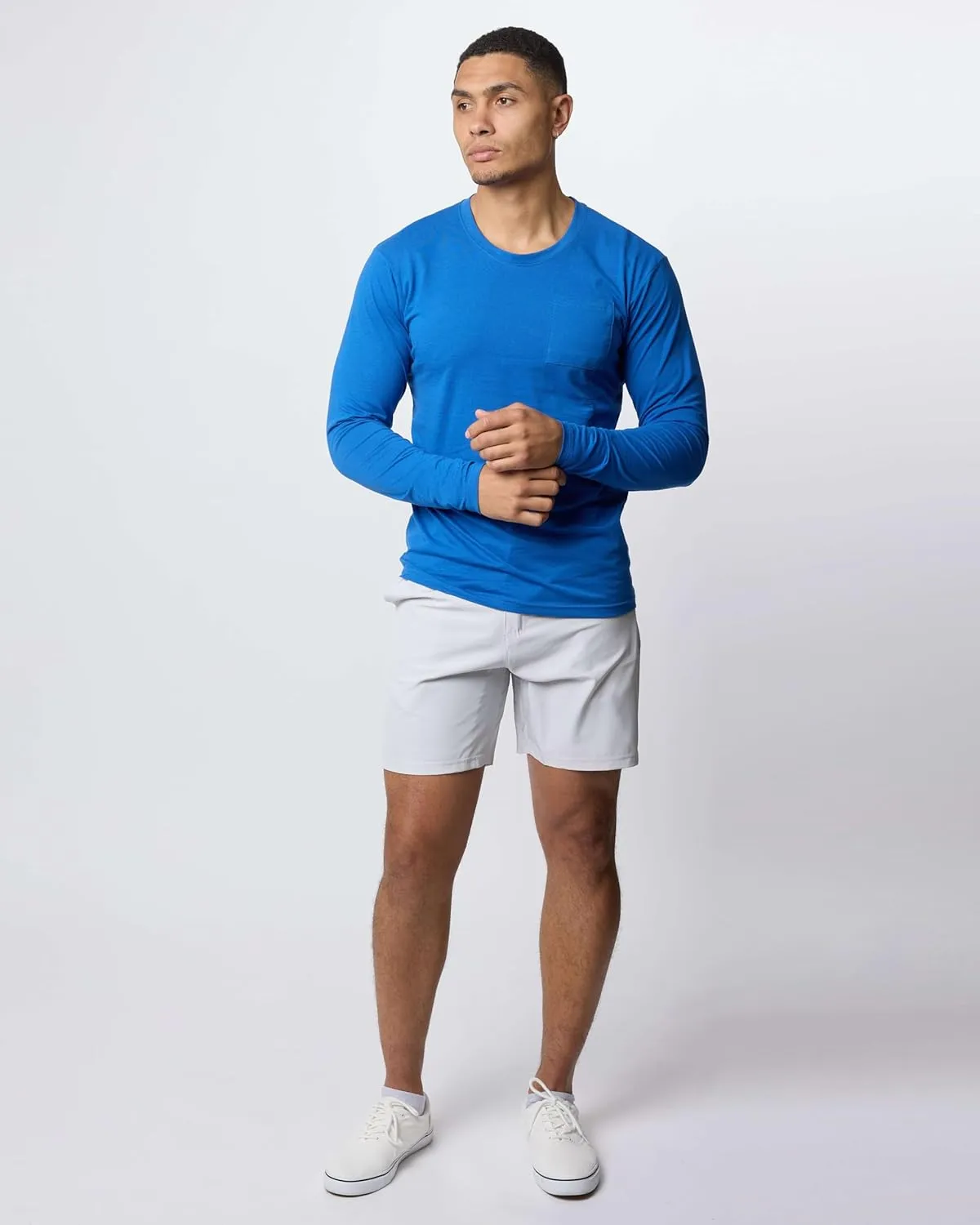 Real Essentials 3 Pack: Men's Cotton Performance Long Sleeve Crew Neck Pocket T-Shirt Athletic Top (Available in Big & Tall)