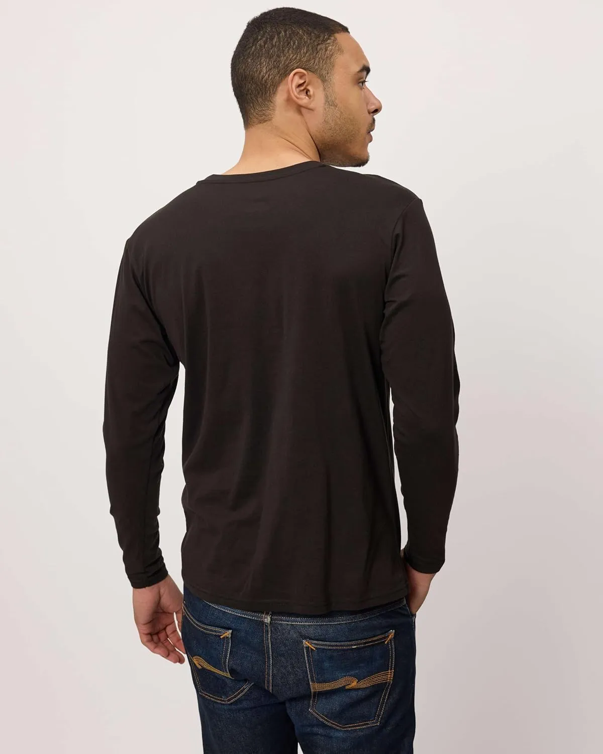 Real Essentials 3 Pack: Men's Cotton Performance Long Sleeve Crew Neck Pocket T-Shirt Athletic Top (Available in Big & Tall)
