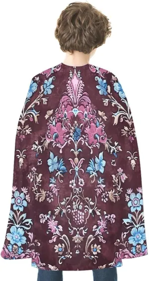 Retro Maroon Flowers Halloween Cloak Unisex Halloween Cape Vampire Witch Cape for Halloween Cosplay Costume Robe