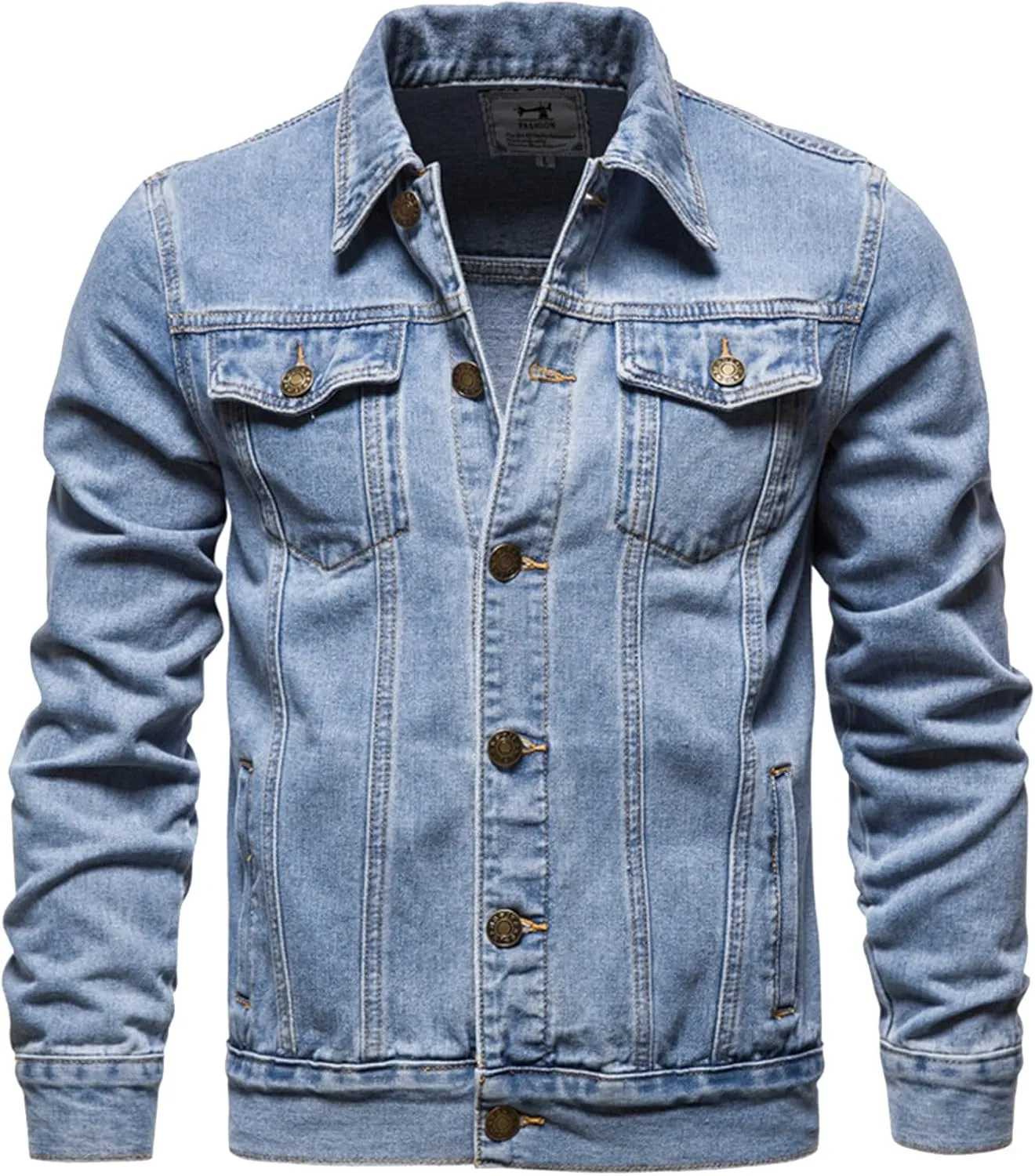 RTRDE Men's Jacket Jean Denim Jacket Casual Slim Fit Button Down Trucker Jacket Coat Fashion, M-3XL