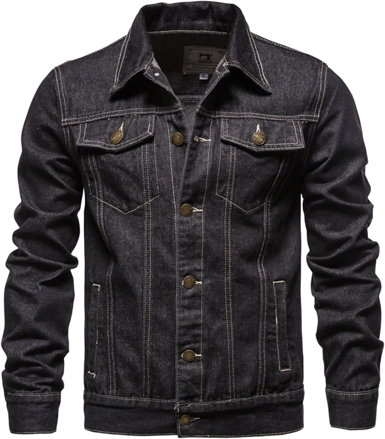 RTRDE Men's Jacket Jean Denim Jacket Casual Slim Fit Button Down Trucker Jacket Coat Fashion, M-3XL