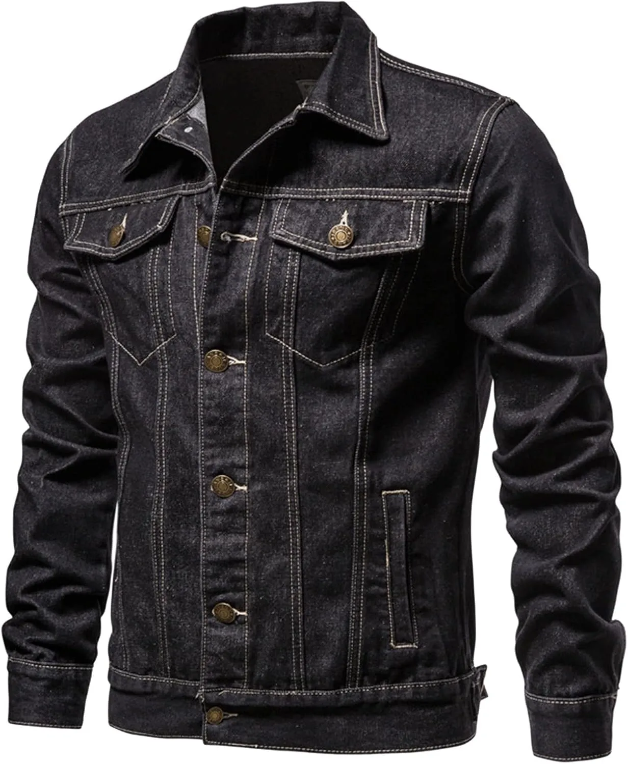 RTRDE Men's Jacket Jean Denim Jacket Casual Slim Fit Button Down Trucker Jacket Coat Fashion, M-3XL