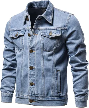 RTRDE Men's Jacket Jean Denim Jacket Casual Slim Fit Button Down Trucker Jacket Coat Fashion, M-3XL