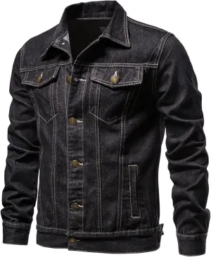 RTRDE Men's Jacket Jean Denim Jacket Casual Slim Fit Button Down Trucker Jacket Coat Fashion, M-3XL