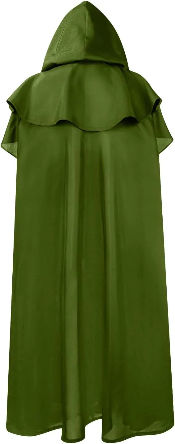 Ruziyoog Medieval Cloak for Men Adult Renaissance Long Cape Robe Hobbit Wizard Halloween Medieval Costume Cosplay
