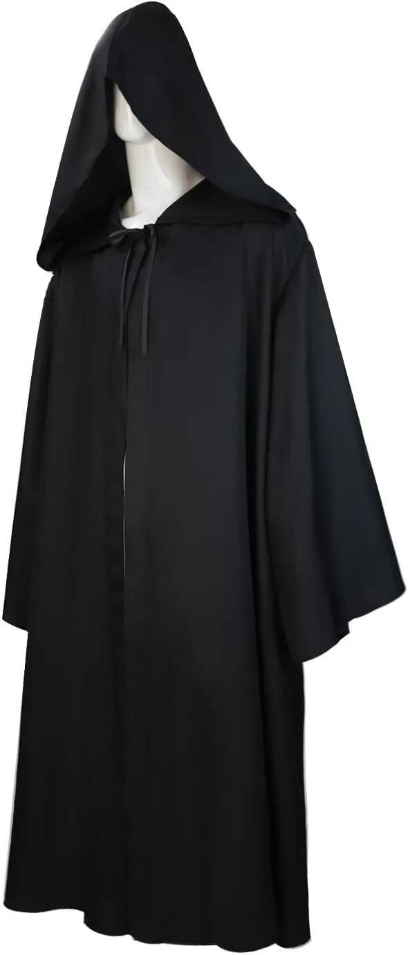 Ruziyoog Men's Hooded Robe Gothic Fancy Dress Halloween Hooded Cloak Full Length Cape Costume Knight Gothic Masquerade Cape