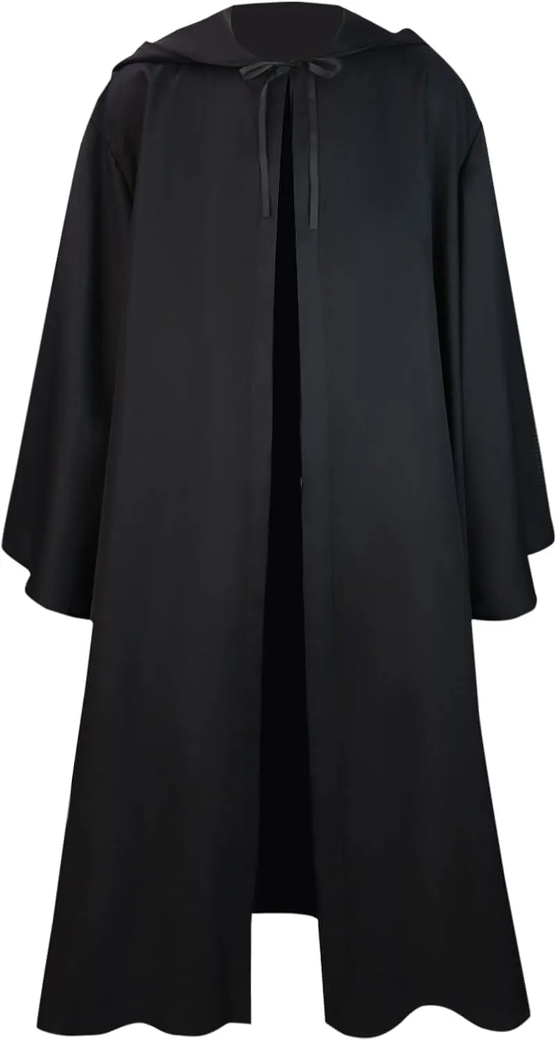 Ruziyoog Men's Hooded Robe Gothic Fancy Dress Halloween Hooded Cloak Full Length Cape Costume Knight Gothic Masquerade Cape