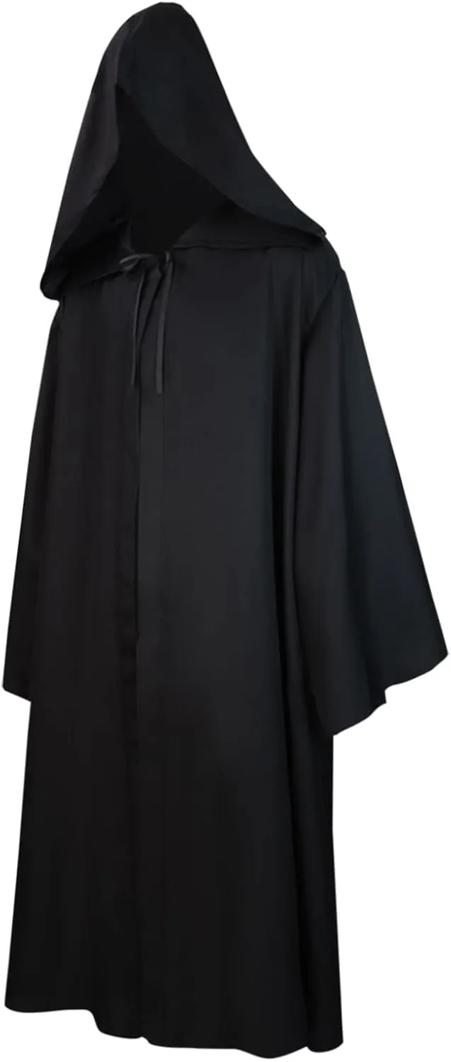 Ruziyoog Men's Hooded Robe Gothic Fancy Dress Halloween Hooded Cloak Full Length Cape Costume Knight Gothic Masquerade Cape