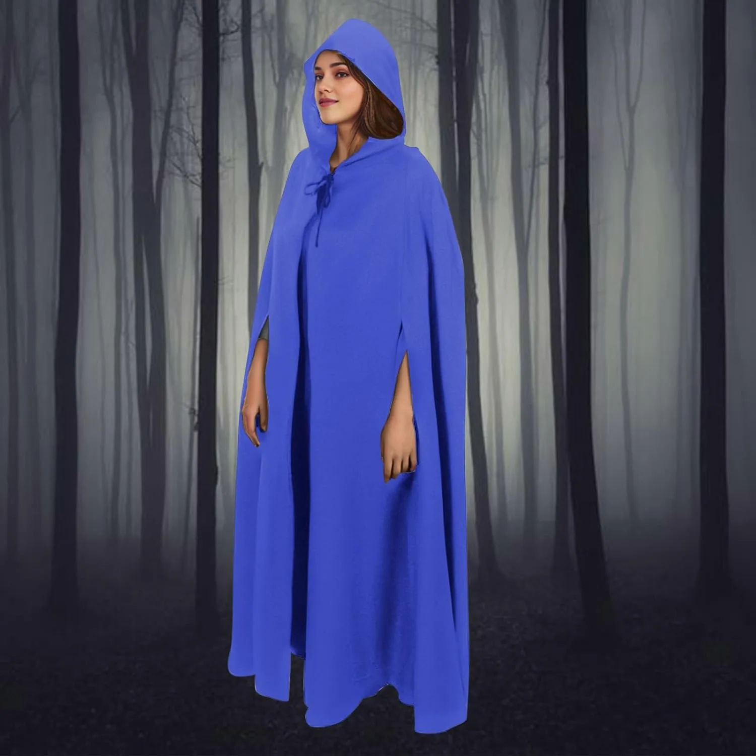 Ruziyoog Unisex Hooded Cloak Full Length Lightweight Halloween Christmas Party Cloak Vampire Witch Cape Cosplay Costume