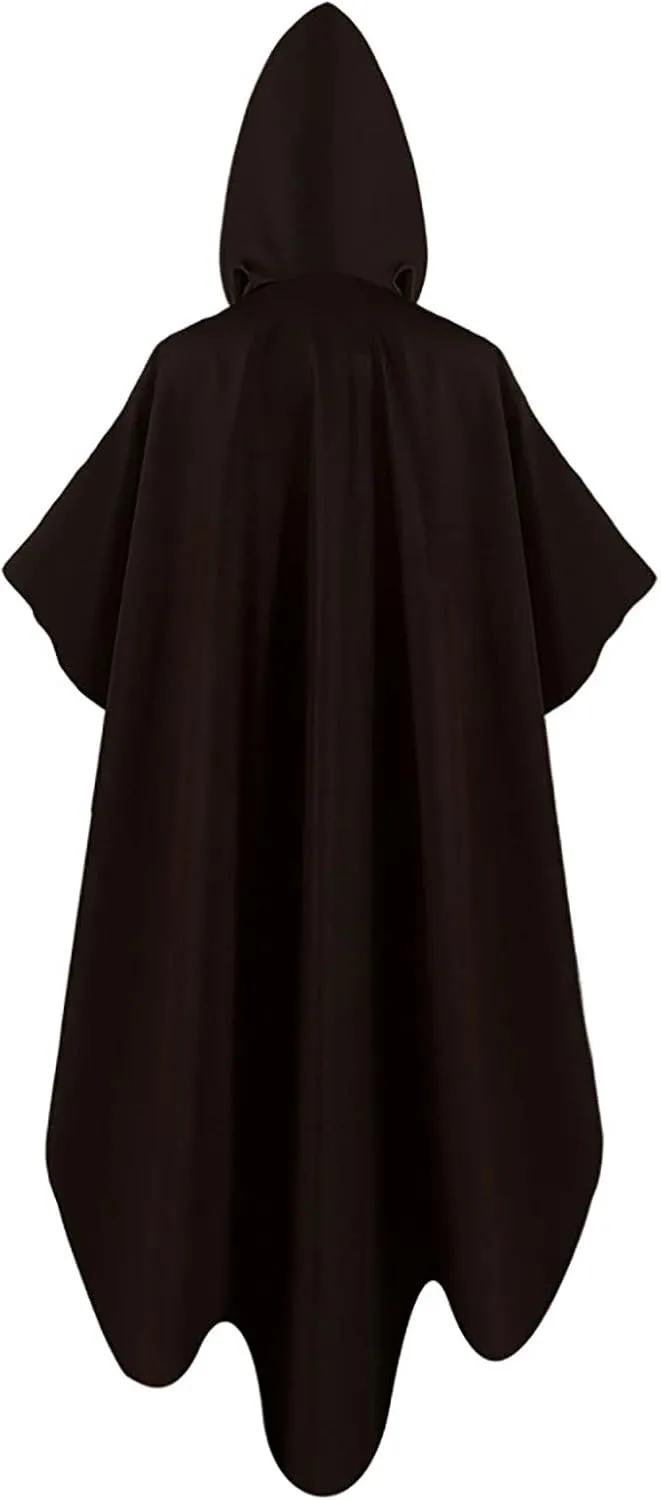 Ruziyoog Women's Medieval Vintage Hooded Cloak Robe Full Length Hooded Robe Cosplay Adult Halloween Witch Cloak Outwear