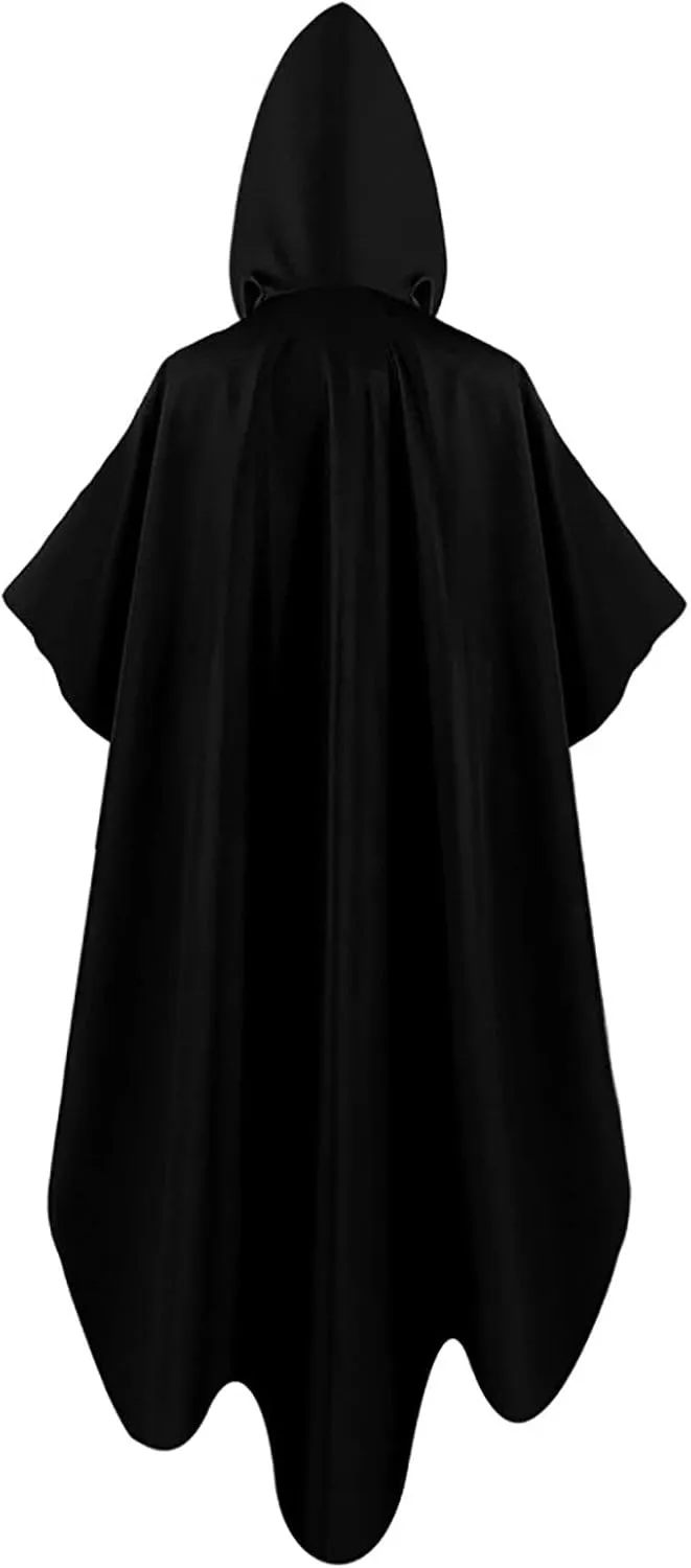 Ruziyoog Women's Medieval Vintage Hooded Cloak Robe Full Length Hooded Robe Cosplay Adult Halloween Witch Cloak Outwear