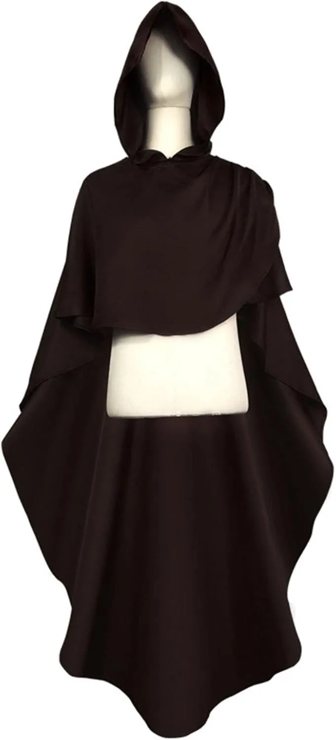 Ruziyoog Women's Medieval Vintage Hooded Cloak Robe Full Length Hooded Robe Cosplay Adult Halloween Witch Cloak Outwear