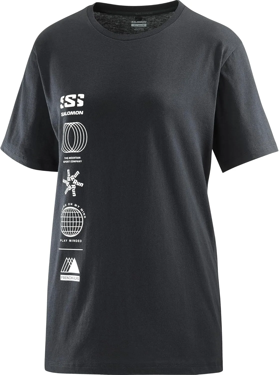 Salomon Women's Logo Combo Outdoor Short Sleeve T-Shirt, DEEP Black, L