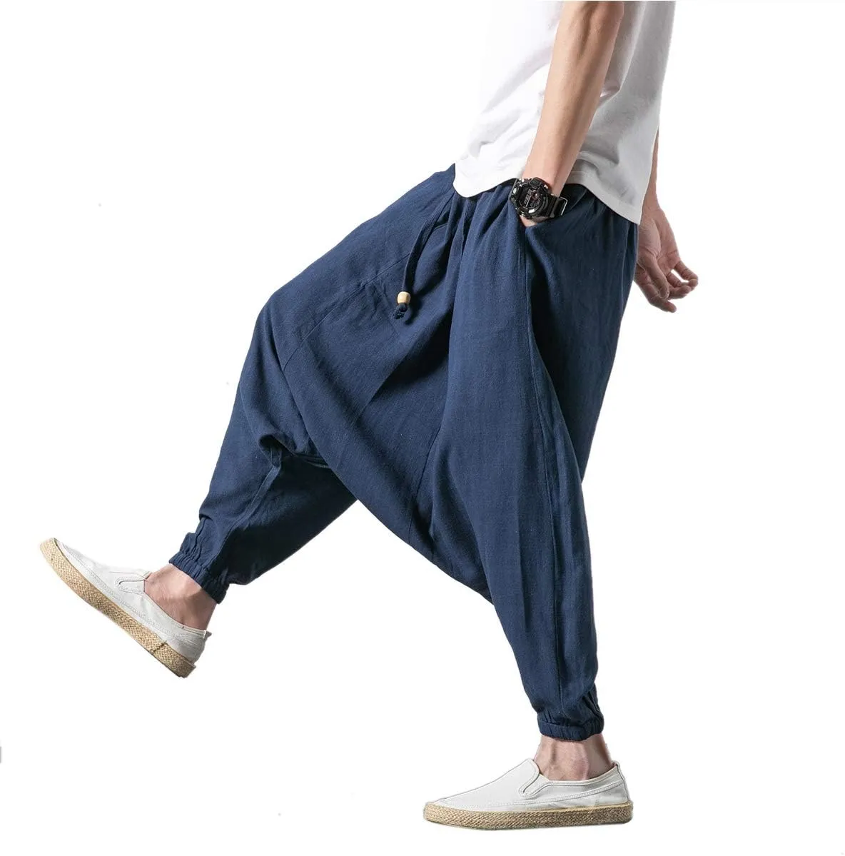Seidarise Men's Harem Pants, Drop Crotch Pants, Genie Pants Plus Size Harem Jogge Balloon Yoga