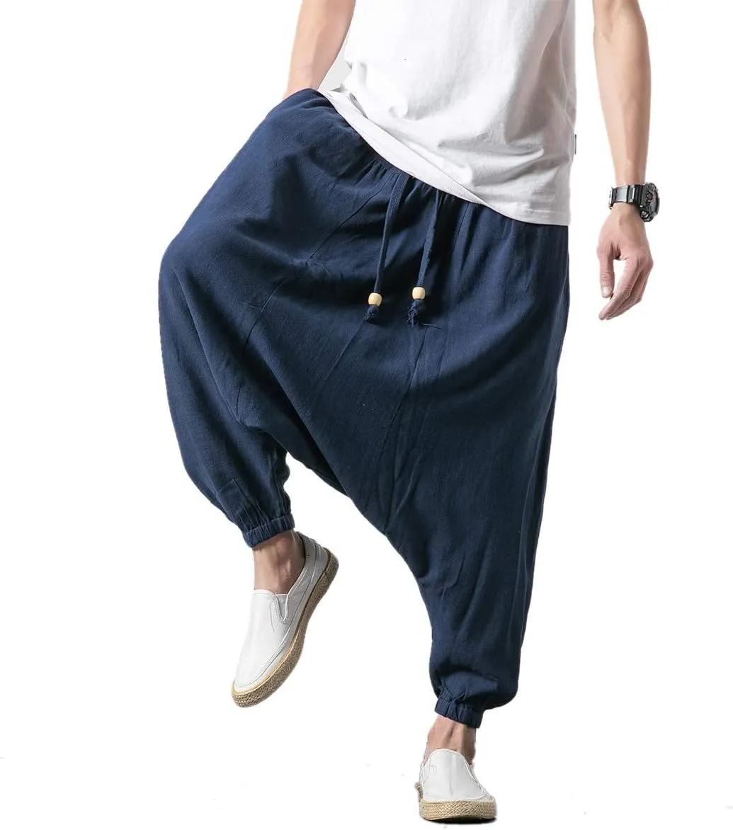 Seidarise Men's Harem Pants, Drop Crotch Pants, Genie Pants Plus Size Harem Jogge Balloon Yoga