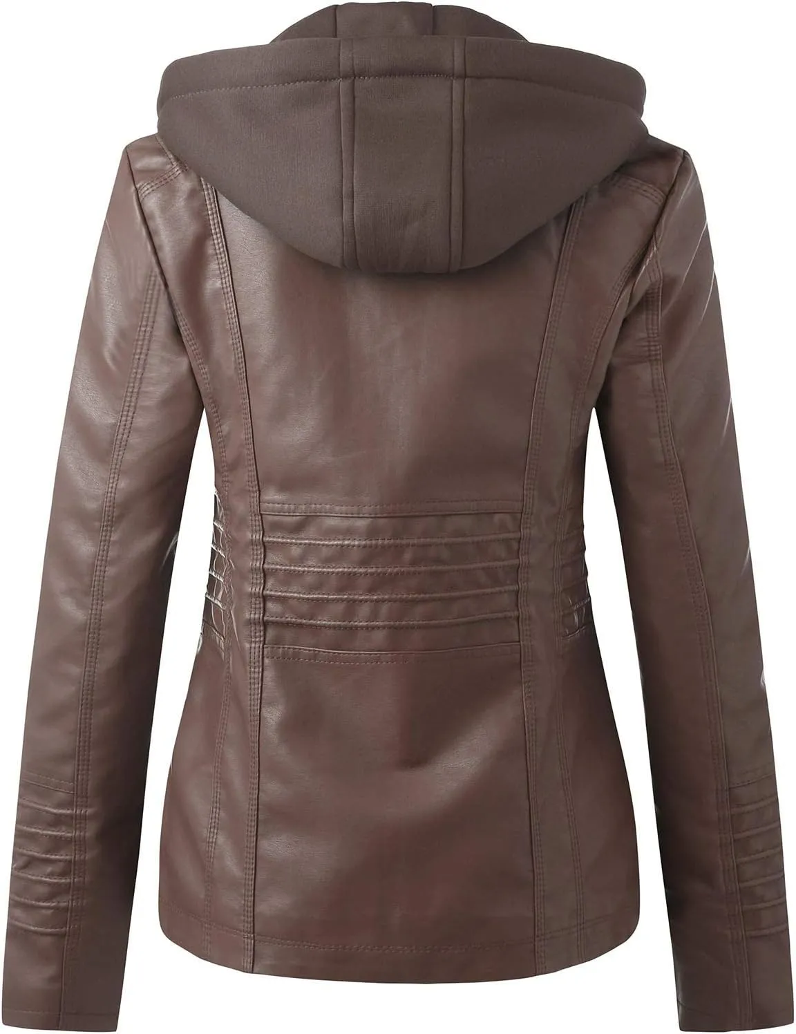 SHAOBGE Jacket Long Leather Women's Slim Zip Belt Tops Stand Jacket Suit Collar Motorcycle Coat Women's Coat Jackets