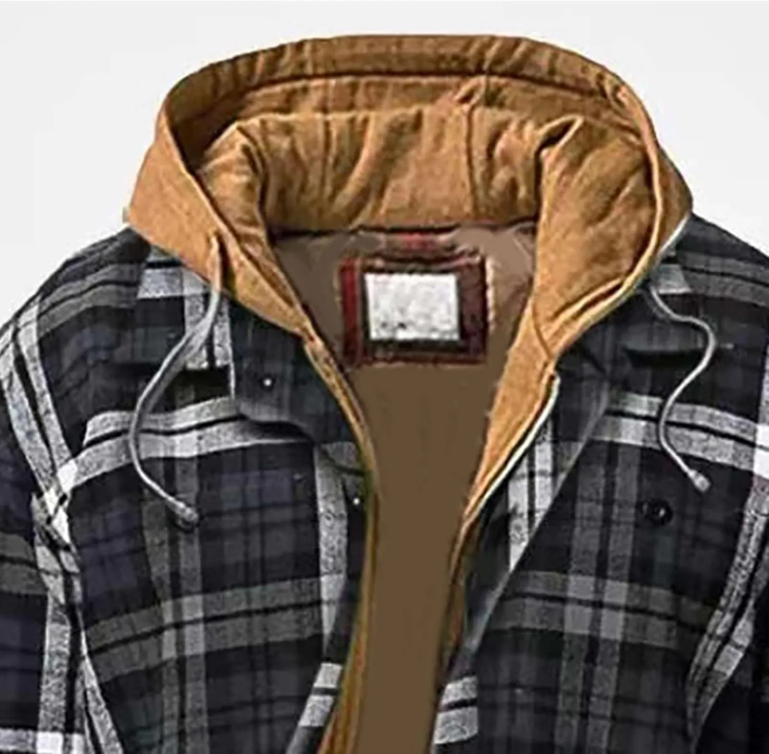 SHAOBGE Mens Fleece Lined Flannel Plaid Shirts Jacket Button Down Sherpa Jackets with Hood Long Sleeve Winter Hooded Coats