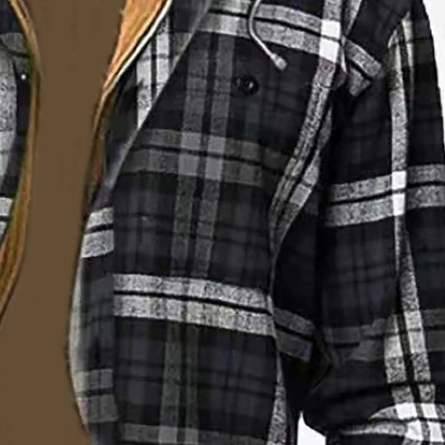 SHAOBGE Mens Fleece Lined Flannel Plaid Shirts Jacket Button Down Sherpa Jackets with Hood Long Sleeve Winter Hooded Coats