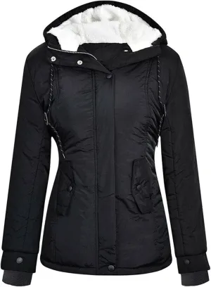 SHAOBGE Puffer Pullover Jacket Womens Womens Long Sleeve Hooded Jacket Thickened Hooded Cotton Jacket Womens