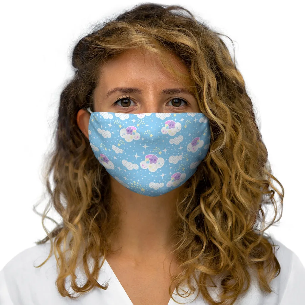 Shooting Star Clouds Blue Snug-Fit Polyester Face Mask