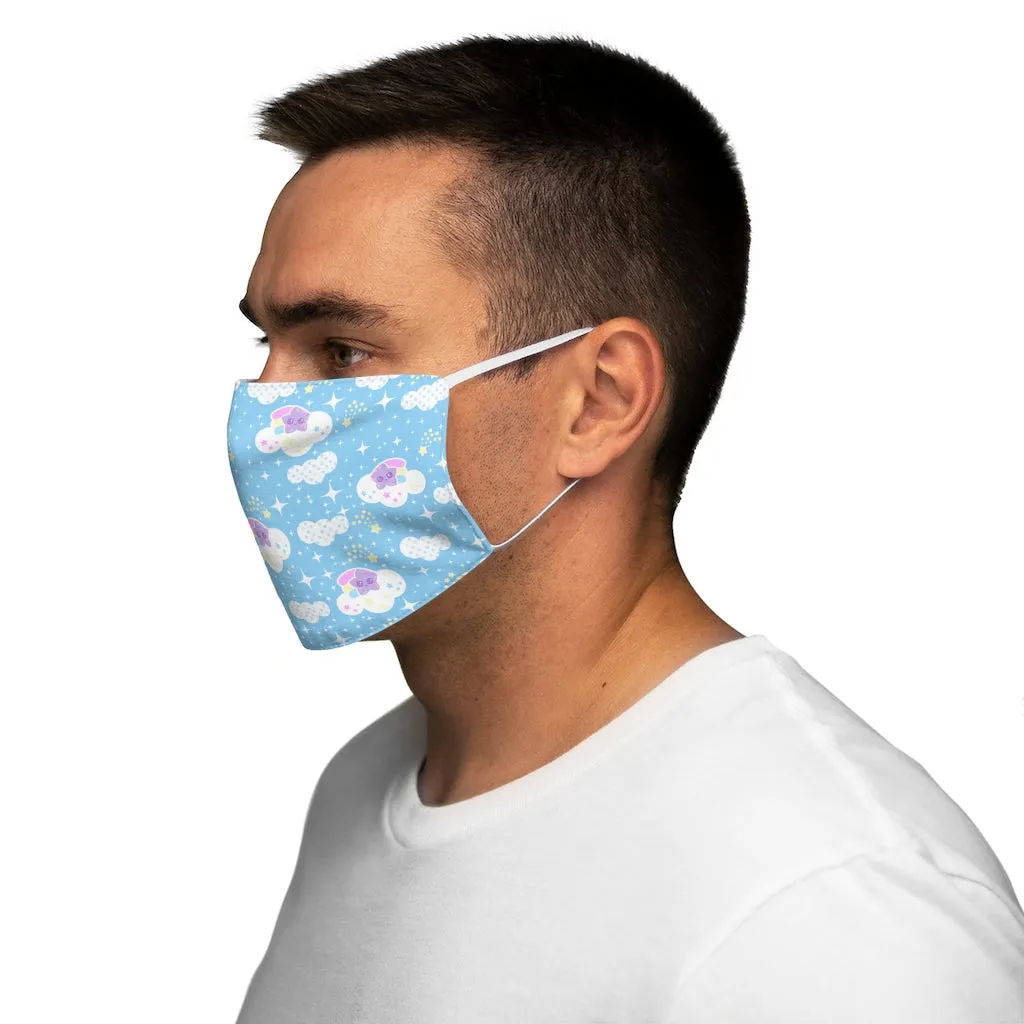 Shooting Star Clouds Blue Snug-Fit Polyester Face Mask