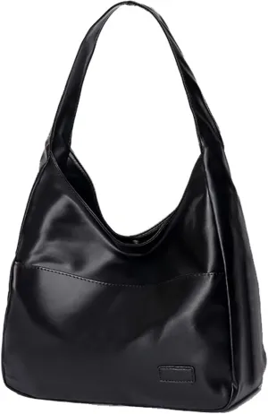 Shoulder Bag for Women Leather Black Purse Large Capacity Minimalist Bucket Bag with Magnetic Clasp Soft Breathable Easy Matching Bags for Women Black Purse
