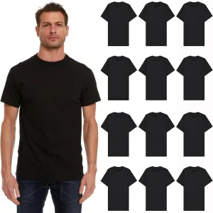 SOCKS'NBULK 12 Pack Wholesale Mens Soft Cotton Slim Fit Crew Neck Short Sleeve T-Shirts Mix Colors Bulk Size