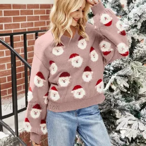 Soft Loose Crewneck Pullover for Autumn Winter Christmas Sweater