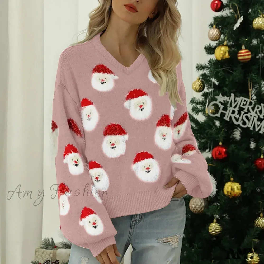Soft Loose Crewneck Pullover for Autumn Winter Christmas Sweater